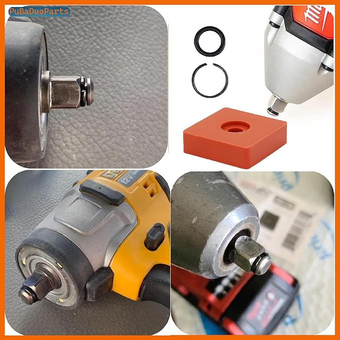 (10 Sets) 1/2 Inch Impact Wrench Retaining Ring Clips with O-Ring + Anvil Install Tool, Compatible with Milwaukee Electric/Pneumatic Cordless Impact Wrenches, Hog Rings for 1/2" Square Drive Sleeve