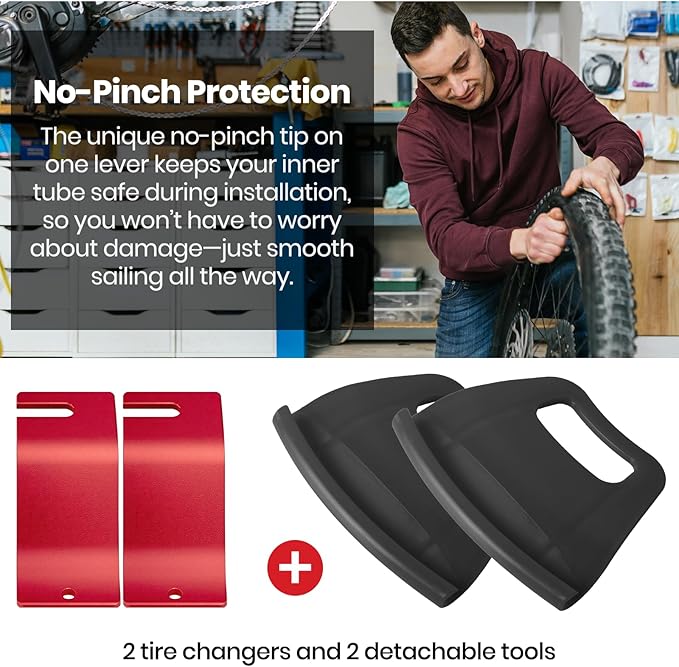 (2-Pack) Calvana Motorcycle Tire Bead Installation Holder Hook with 2 Detachable Tools, Dirt Bike Tire Installation and Changing Tools, Compatible with CRF, CR, KXF, KX, YZF, YZ, RM, RMZ - Red