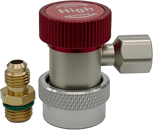 R134A Quick Connect Coupler Adapter Kit, 1PCS High Pressure AC Hose Connectors for Automotive AC System Recharging, Evacuation and Maintenance, 1/4 inch Flare Fittings with Cap (High Pressure)