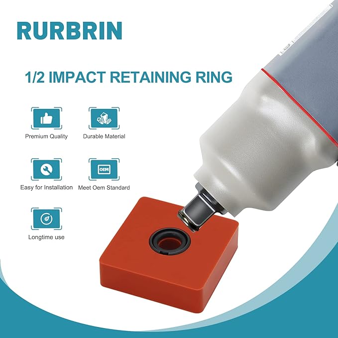 (10 Sets) 1/2" Impact Wrench Retaining Rings with O-Ring, Compatible with Electric/Pneumatic Wrench, Including Retainer Ring Anvil Install Tool