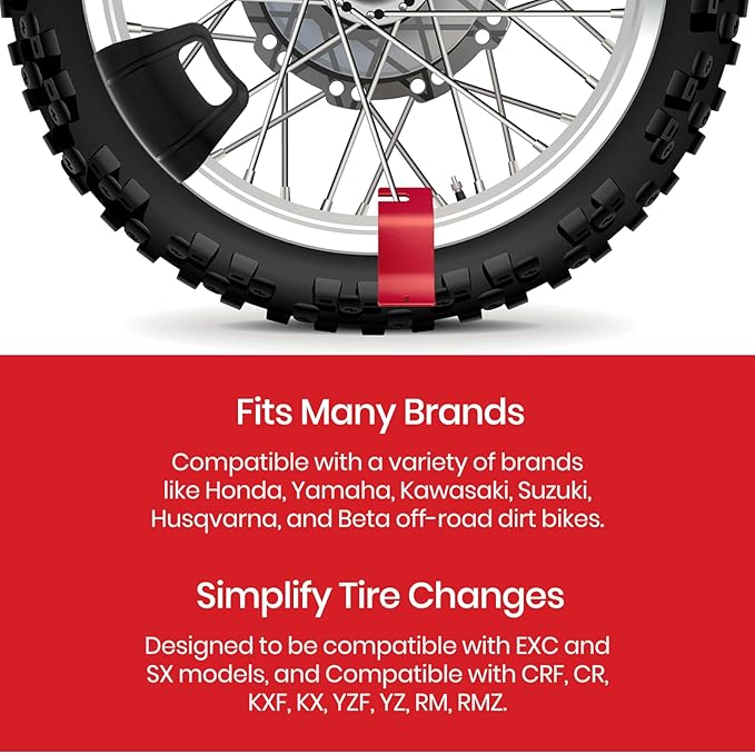 (2-Pack) Calvana Motorcycle Tire Bead Installation Holder Hook with 2 Detachable Tools, Dirt Bike Tire Installation and Changing Tools, Compatible with CRF, CR, KXF, KX, YZF, YZ, RM, RMZ - Red