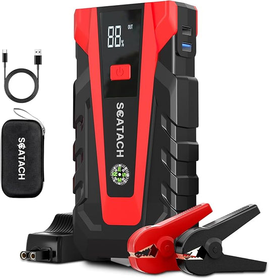 Scatach 011 2500A Car Battery Jump Starter,12V Jump Starter Battery Pack (up to 7.0L Gasoline and 5.0L Diesel Engine), Portable Jump Box with 3 Modes Flashlight and Jumper Cable