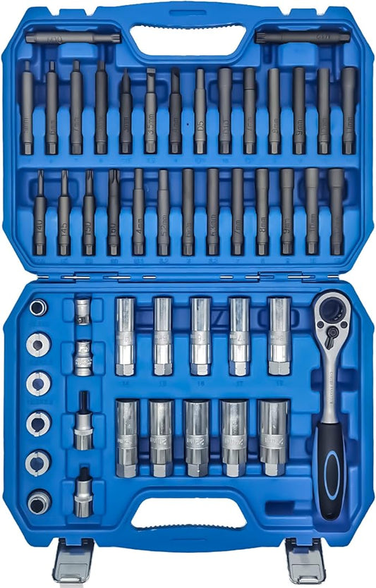 50PCS Drive Shock Absorber Tool Kit, Suspension Shock Absorber Strut Nut Removal Installation Tool Socket Wrench Kit Tribus Tools Set for All Vehicles