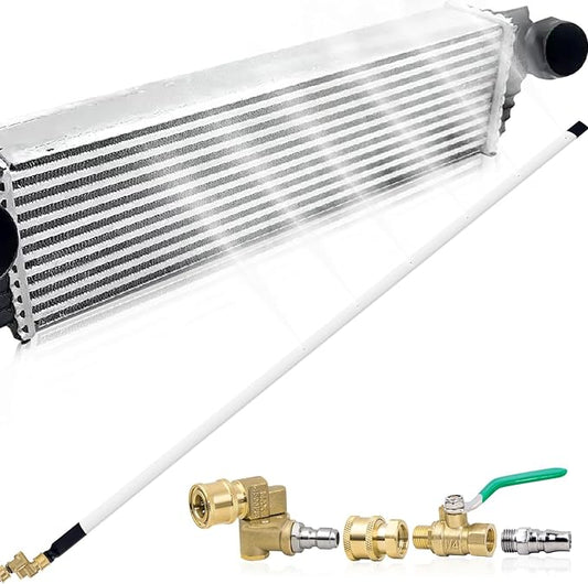 47.5 Inch Portable Radiator Cleaning Wand, 4500 PSI High Pressure Radiator Flush Tool with Valve Switch & Quick Connector, Stainless Steel Radiator Cleaner for Household, Cars, Trucks, SUV, RV