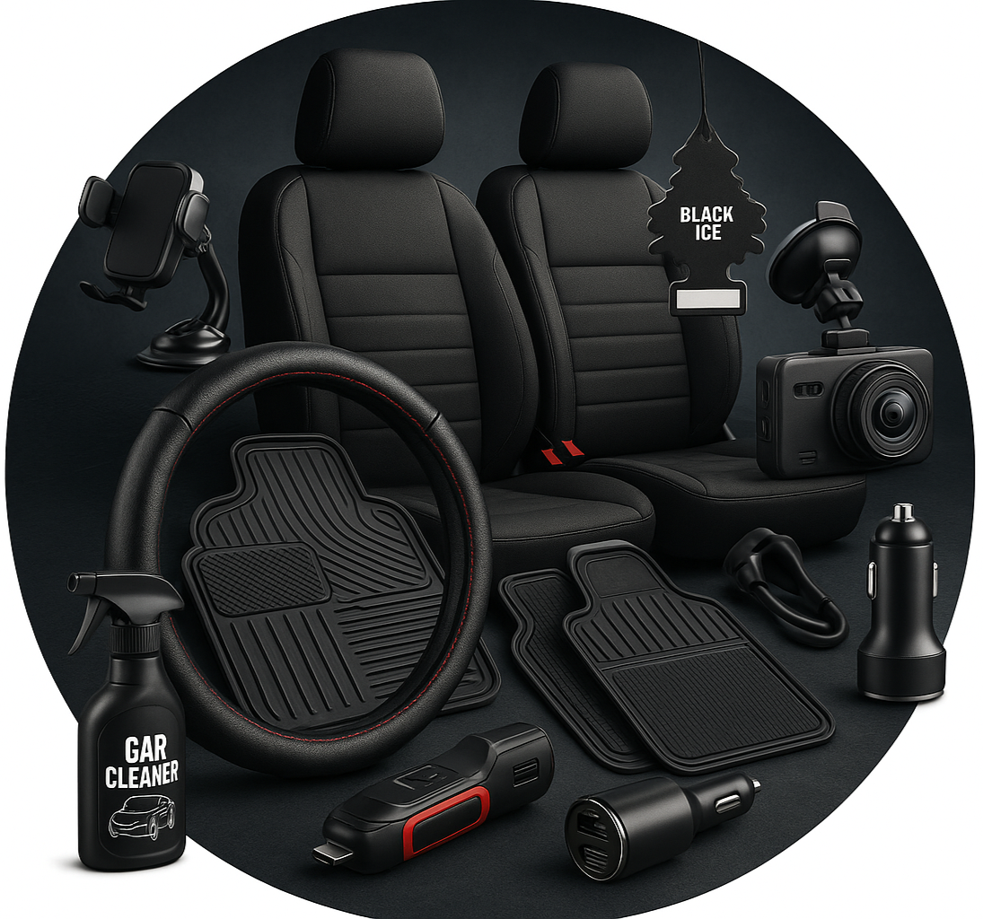 circle photo of car accessories